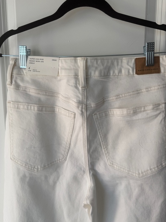 American Eagle White super High-Rise baggy wide leg ankle jeans 4 regular NWT - Picture 4 of 6